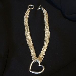 Silver tone multi strand necklace